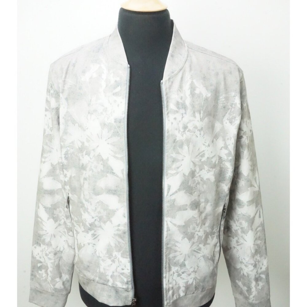 John Varvatos Reg Fit Baseball Collar Floral Gray Jacket Sz M Brand New 